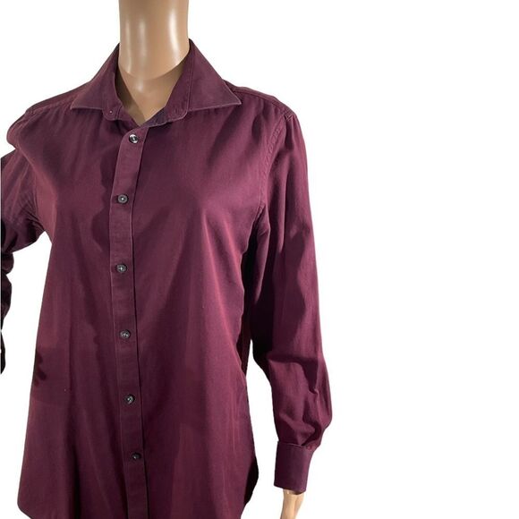 Michael Kors Women’s Burgundy Button Down Collared Long Sleeve Blouse Size M - Picture 2 of 14
